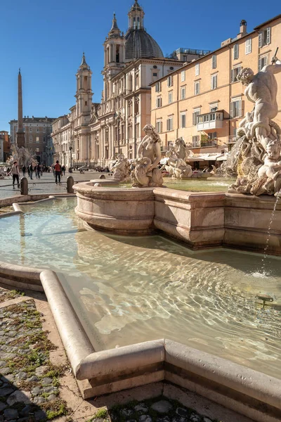 Rzym Włochy Listopad 2022 Fontanna Quatro Fiumi Placu Piazza Navona — Zdjęcie stockowe