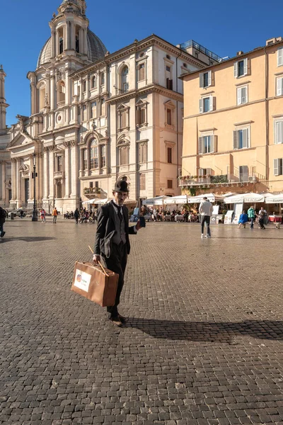 Róma Olaszország 2022 November Utcai Művész Piazza Navonán — Stock Fotó