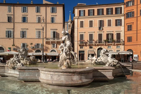 Róma Olaszország 2022 November Quatro Fiumi Szökőkút Piazza Navonában — Stock Fotó