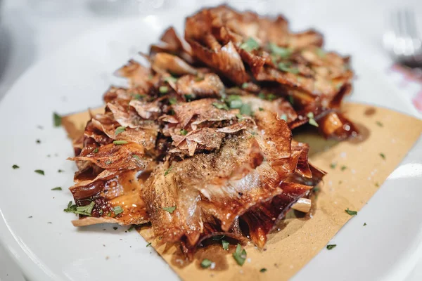 Carciofi Allá Romana Plato Tradicional Romano Alcachofas Fritas —  Fotos de Stock