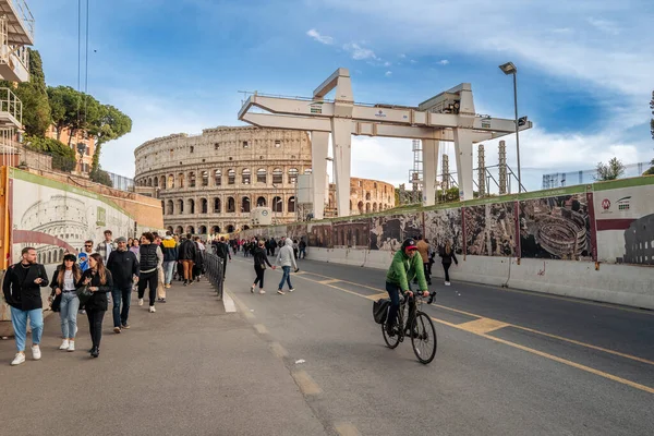 Rom Italien November 2022 Den Nya Tunnelbanelinjen Konstruktioner Colosseum — Stockfoto