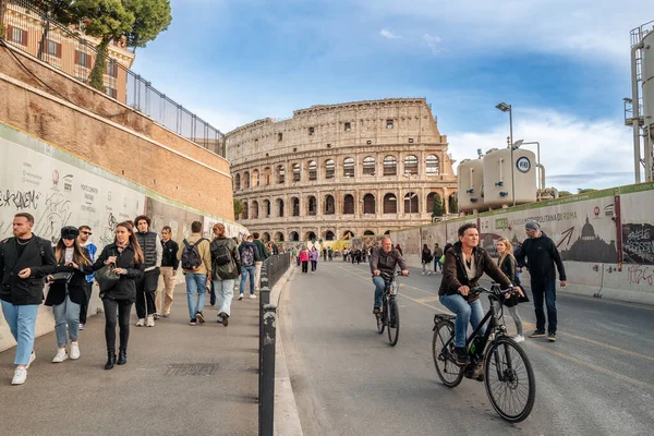 Rzym Włochy Listopad 2022 Nowa Linia Metra Zbudowana Przez Koloseum — Zdjęcie stockowe