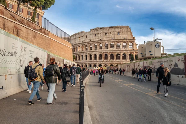 Rom Italien November 2022 Den Nya Tunnelbanelinjen Konstruktioner Colosseum — Stockfoto