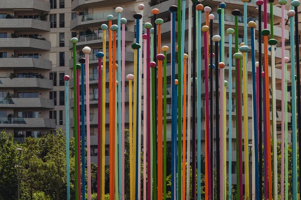 Milan Italy June 2023 Coloris Beautiful Modern Sculpture Famous District — Stock Photo, Image
