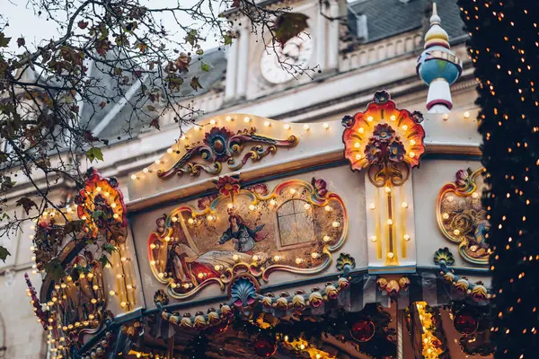 Luxembourg Desember 2023 Drømmende Karusell Nært Hold Winterlights Julemarkedene Byen – stockfoto