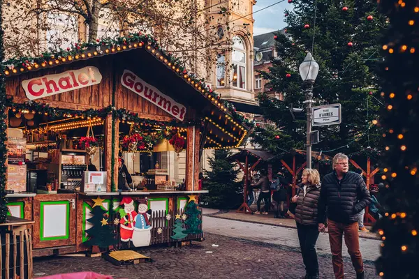 Λουξεμβούργο Δεκεμβρίου 2023 Χειμώνες Χριστουγεννιάτικες Αγορές Στην Πόλη Royalty Free Εικόνες Αρχείου