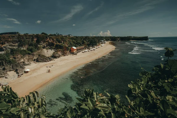 Amazing Aerial Bali Beach Coast Ocean Waves Crashing Sand Tropical — Stock Photo, Image
