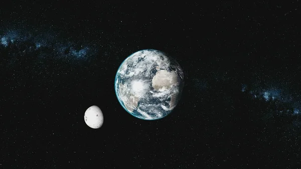 Earth Moon Orbit Star Samanyolu Arka Plan Döndürün Alacakaranlık Bulutsusu — Stok fotoğraf