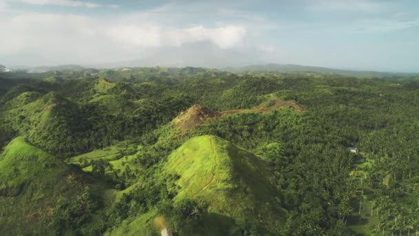 Lucht Filippijnen Heuvellandschap Niemand Wilde Natuur Met Groen Tropisch Bos — Stockvideo