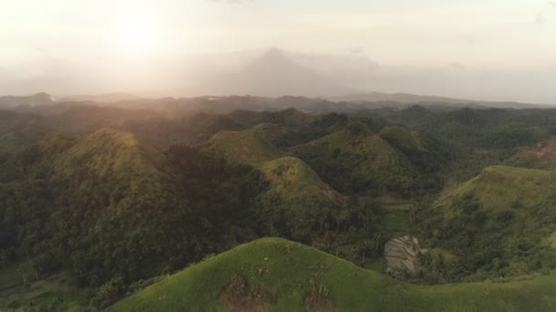 Flygfoto Regnskog Utsikt Bohol Island Choklad Hills Asien Tropisk Grön Videoklipp