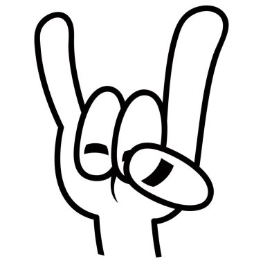 Heavy metal, rock and roll, siyah çizgili şeytan boynuzları. Kaya gibi hareketler yap..