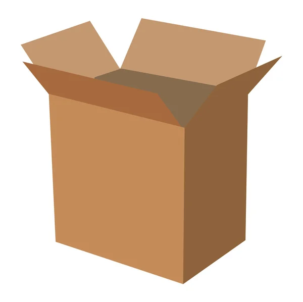 Caixa Papelão Longa Aberta Para Correio Para Mover Objeto Isolado — Vetor de Stock