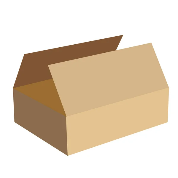 Boîte Ouverte Carton Pour Courrier Pour Déplacer Objet Isolé Sur — Image vectorielle