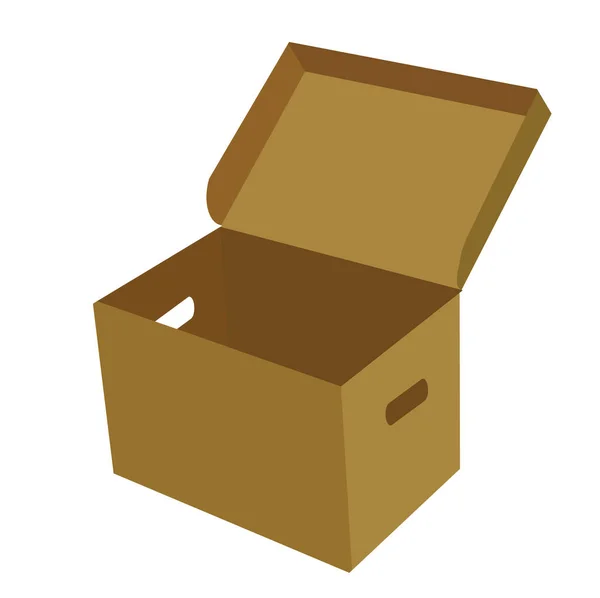 Boîte Ouverte Carton Avec Couvercle Fentes Pour Préhension Une Boîte — Image vectorielle