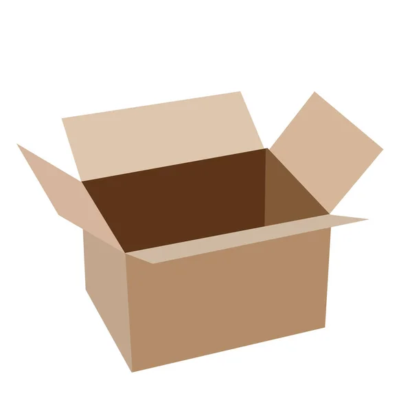Caja Cartón Abierta Para Mover Enviar Paquete Oficina Correos Objeto — Vector de stock