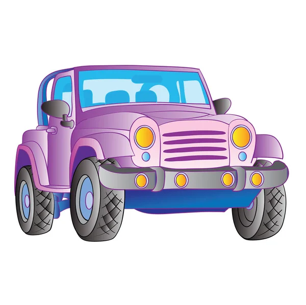 Big Car Purple Color Isolated Object White Background Vector Illustration — Stock Vector
