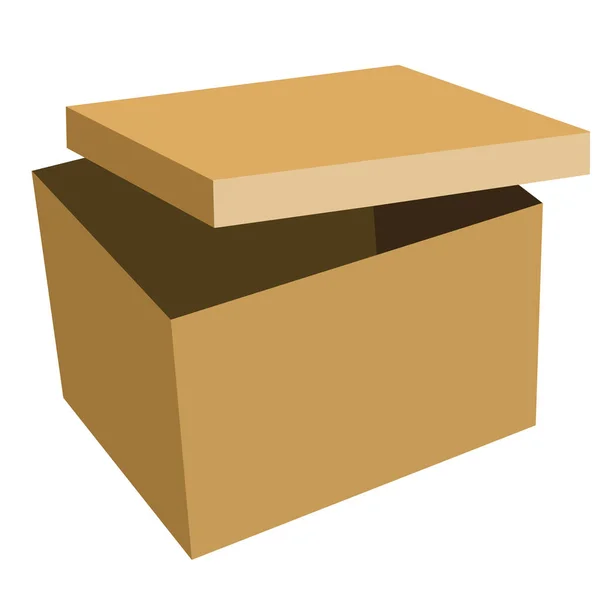 Boîte Rectangulaire Profonde Pour Déplacement Stockage Avec Couvercle Supérieur Ajar — Image vectorielle