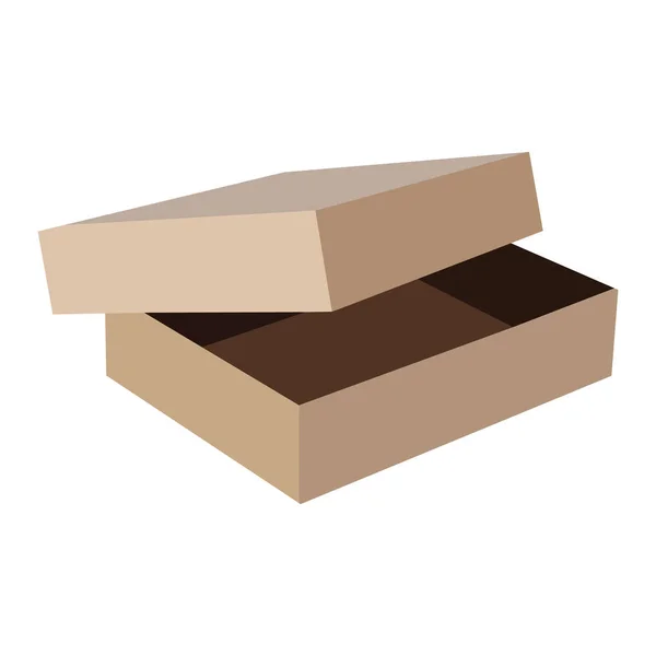 Flache Box Mit Offenem Deckel Isoliertes Objekt Auf Weißem Hintergrund — Stockvektor