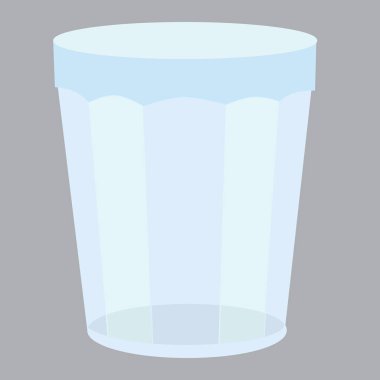 Geniş katmanlı şeffaf cam, gri zemin üzerinde izole nesne, vektör çizimi, eps