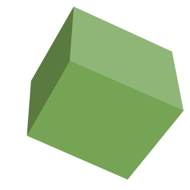 Yeşil renkli hacimsel çokgen, beyaz arkaplanda izole nesne, vektör illüstrasyonu, matematiksel figür, ep