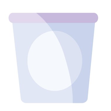 purple plastic glass with sour cream or yogurt that can stand on grocery shelves in a store, isolated object on a white background, vector illustration, eps