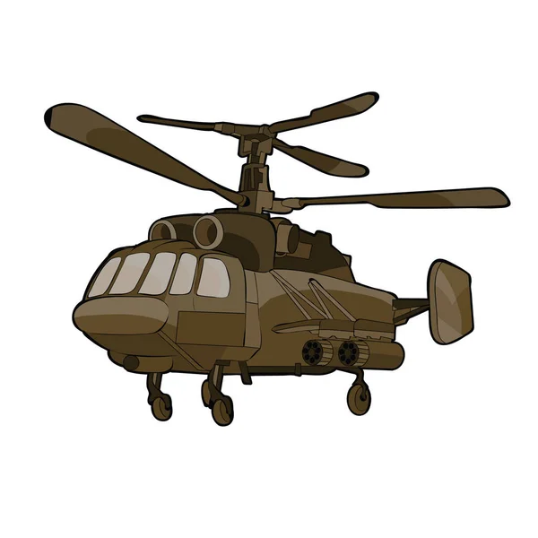Helikopter Brun Färg Isolerat Objekt Vit Bakgrund Vektor Illustration Eps Vektorgrafik