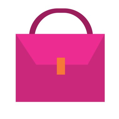 Düz, bir iş kadını için büyük pembe kadın çantası, beyaz arka planda izole bir nesne, vektör illüstrasyonu,