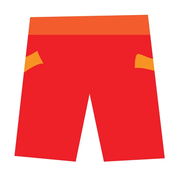 Pantalones Cortos Planos Moda Rojos Con Solapas Amarillas Objeto Aislado — Vector de stock