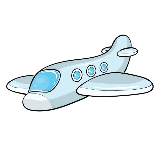 Μπλε Αεροπλάνο Χρώμα Εικονογράφηση Κινουμένων Σχεδίων Απομονωμένο Αντικείμενο Λευκό Φόντο — Διανυσματικό Αρχείο