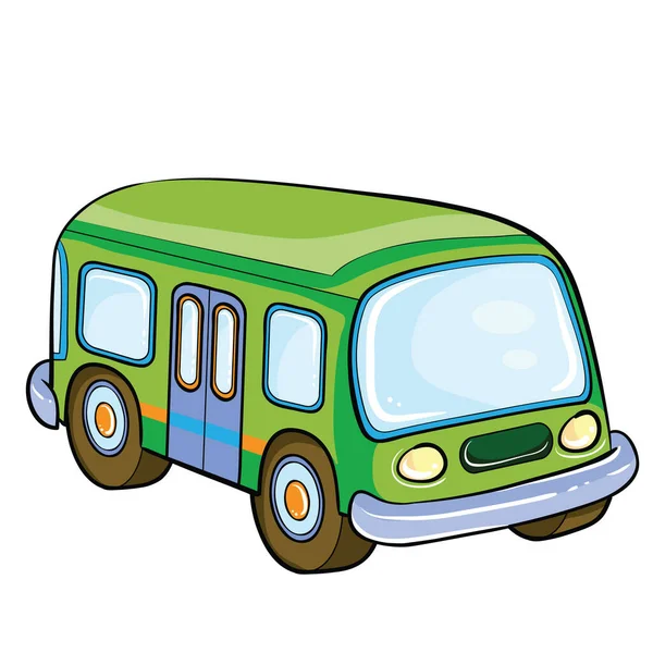 Green Baby Bus Toy Cartoon Illustration Isolated Object White Background — Stock Vector