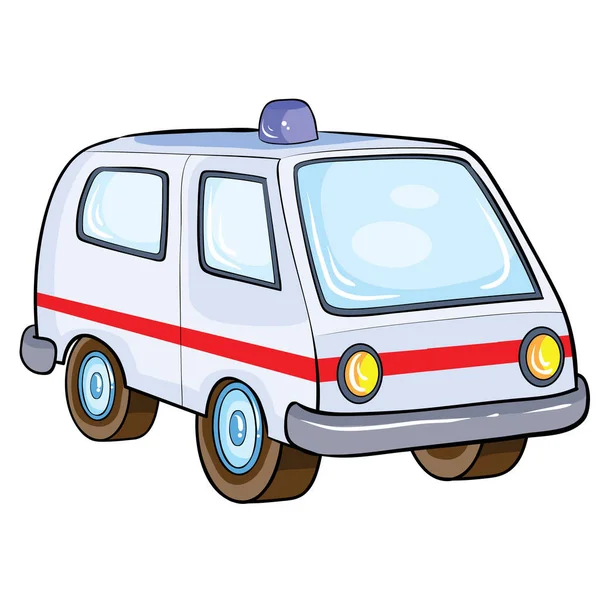 救护车 卡通画 白色背景上的孤立物体 — 图库矢量图片