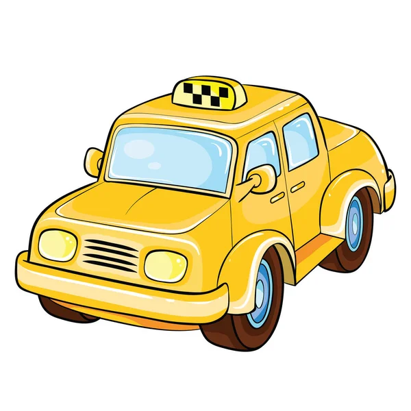 Gelbes Taxi Spielzeug Cartoon Illustration Isoliertes Objekt Auf Weißem Hintergrund — Stockvektor