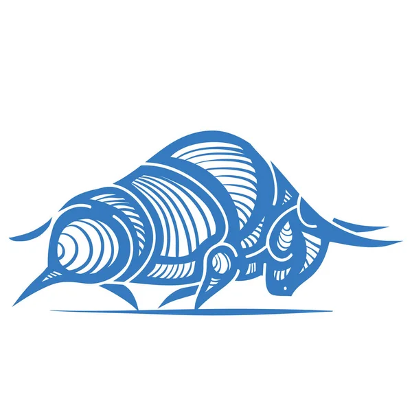 Logo Stylized Aggressive Bull Blue Isolated Object White Vector Illustration — Stock Vector