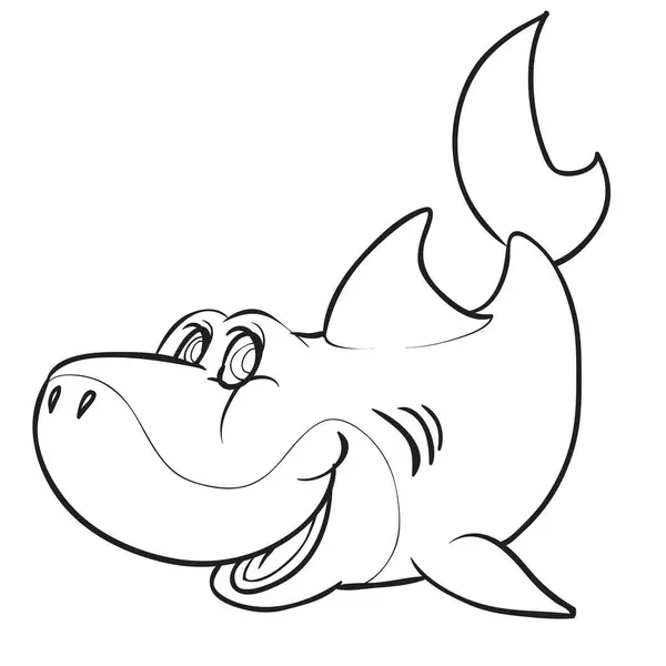 Image Shows Simple Line Drawing Cartoon Shark Shark Depicted Large Vector De Stock