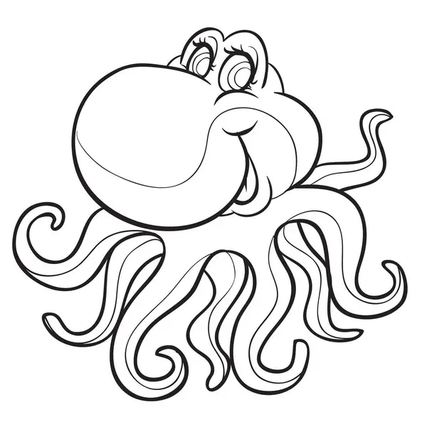 Image Shows Outline Drawing Octopus Octopus Has Large Head Two Illustration De Stock