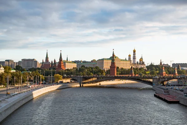 Panoramic View Moskva River Kremlin Sunrise — Stock Photo, Image
