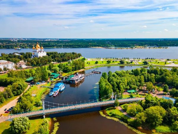 Yaroslavl Centro Ciudad Río Volga Vista Panorámica Aérea Óblast Yaroslavl —  Fotos de Stock