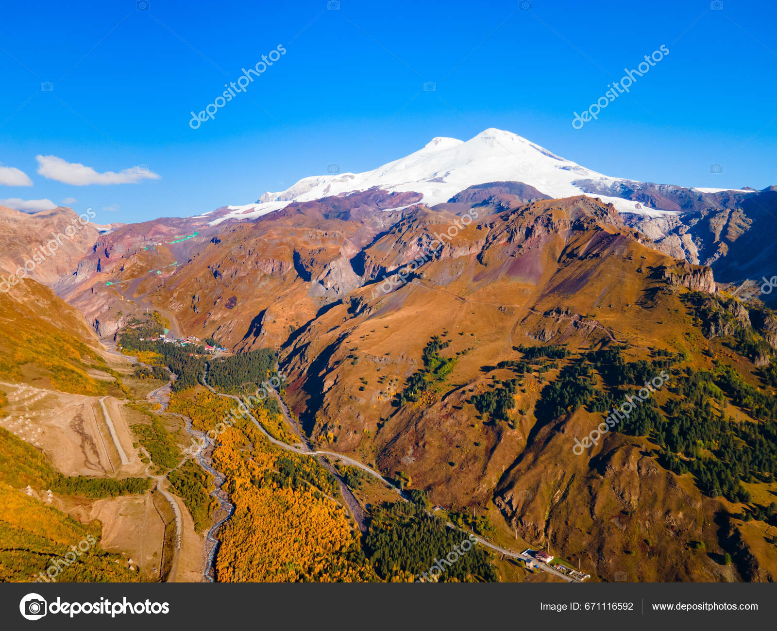 Mount Elbrus Highest Most Prominent Mountain Peak Russia Europe.