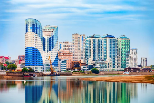 Krasnodar Stad Och Kubansk Flod Skyline Antenn Panoramautsikt Krasnodar Krasnodar — Stockfoto