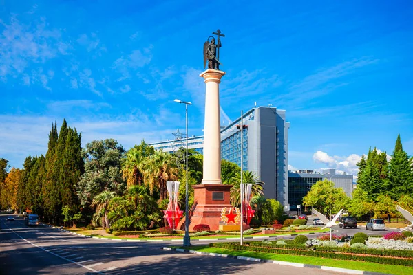 Sochi Rússia Outubro 2020 São Miguel Arcanjo Coluna Monumento Centro — Fotografia de Stock
