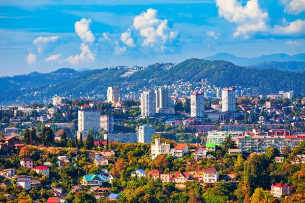 stock image Sochi city centre aerial panoramic view. Sochi is the resort city along the Black Sea in Russia.