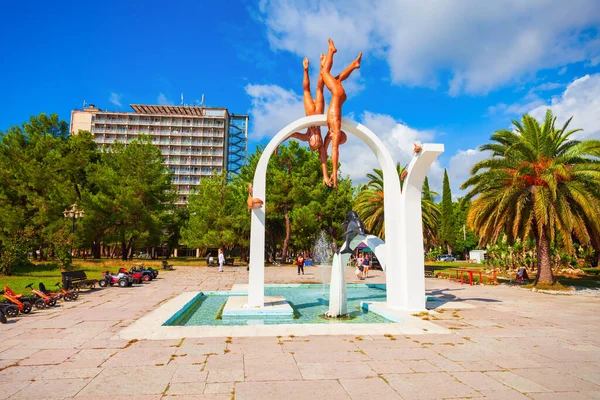 stock image Pitsunda, Georgia - October 05, 2020: Pearl Divers monument near the city beach in the centre of Pitsunda town, Gagra district of Abkhazia in Georgia