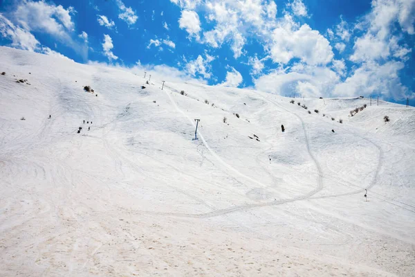 Ski slope at the Beldersay Mountain in Chimgan region of the Tian Shan mountain range near Taskent city in Uzbekistan