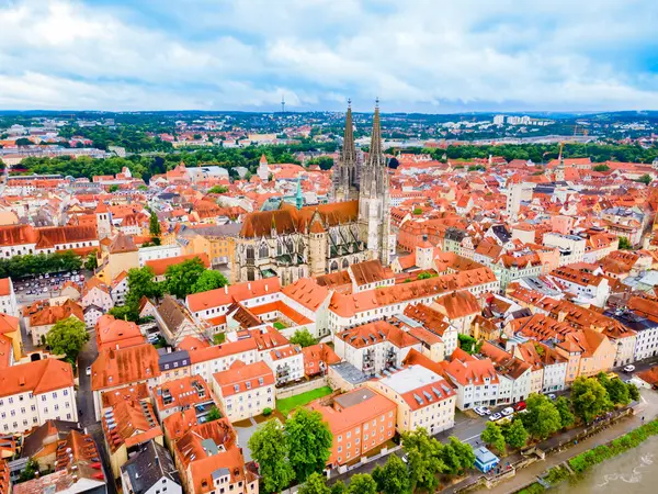 Kathedraal Van Regensburg Sint Pieterskerk Panoramisch Uitzicht Regensburg Een Stad — Stockfoto