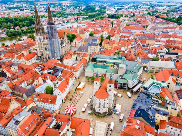 Regensburg Luchtfoto Panoramisch Uitzicht Regensburg Een Stad Duitse Deelstaat Beieren — Stockfoto