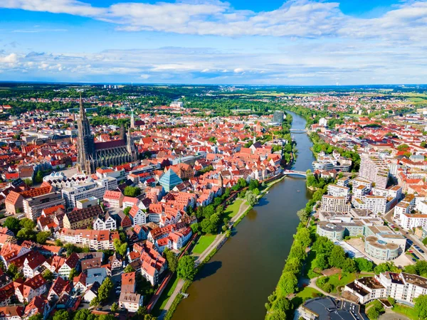 Ulm Minster Ulmer Munster Hava Panoramik Görüntüsü Almanya Nın Ulm — Stok fotoğraf