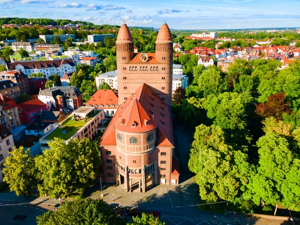 Almanya Nın Ulm Şehrinde Pauluskirche Veya Paul Kilisesi Hava Panoramik — Stok fotoğraf