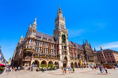 Munich, Germany - July 06, 2021: New Town Hall or Neues Rathaus is located at the Marienplatz or St. Mary square, a central square in Munich city centre, Germany clipart