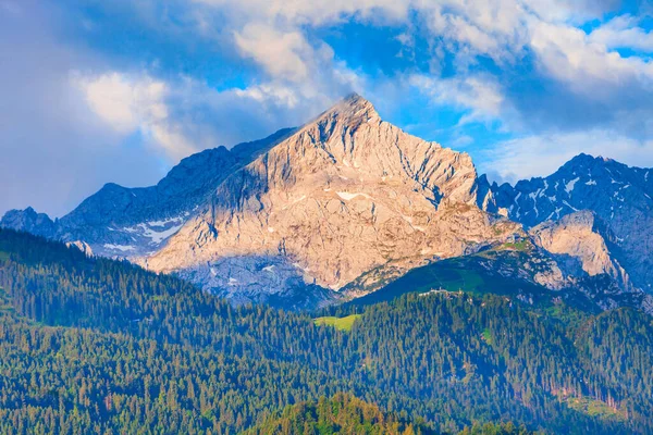 Zugspitze Alpspitze Alpy Letecký Panoramatický Výhled Pohledu Eckenhutte Městě Garmisch — Stock fotografie