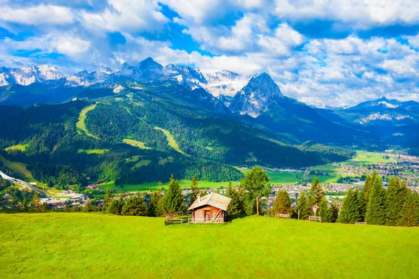 Zugspitze Και Alpspitze Άλπεις Βουνά Εναέρια Πανοραμική Θέα Από Eckenhutte — Φωτογραφία Αρχείου